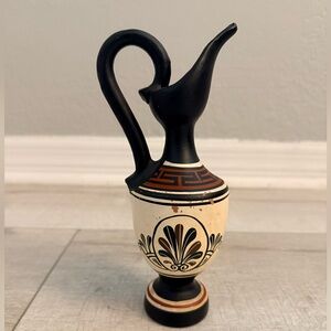 Vintage Black and Cream Vase, hand made in Greece